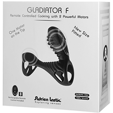Adrien Lastic Gladiator F, черная, Насадка на пенис с пультом управления LRS