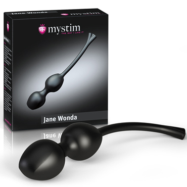 Mystim Jane Wonda, черные, Вагинальные шарики на сцепке с электростимуляцией