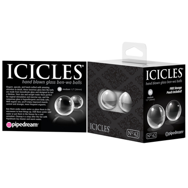 Pipedream Icicles No.42 Glass Ben-Wa Balls Medium, прозрачные - Стеклянные вагинальные шарики - купить в секс шопе