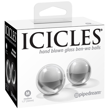 Pipedream Icicles No.42 Glass Ben-Wa Balls Medium, прозрачные, Стеклянные вагинальные шарики