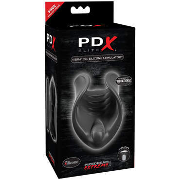 Pipedream PDX Elite Vibrating Silicone Stimulator, черный, Вибростимулятор для мастурбации