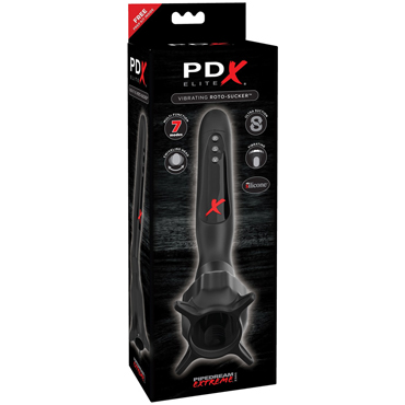 Pipedream PDX Elite Vibrating Roto-Sucker, черный, Вибростимулятор для головки с эффектом всасывания