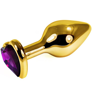 Mif Анальная пробка, золотая, С фиолетовым кристаллом в форме сердца