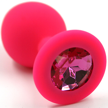Mif Силиконовая анальная пробка, розовая, С малиновым кристаллом