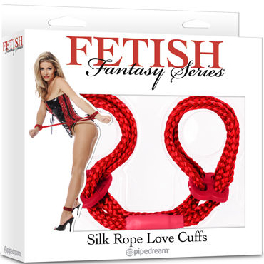 Pipedream Fetish Fantasy Series Silk Rope Love Cuffs, красная, Веревка для фиксации