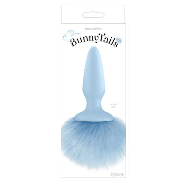 NS Novelties Bunny Tails, голубая, Анальная пробка с заячьим хвостом