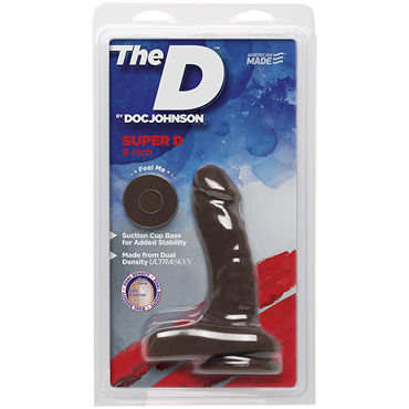 Doc Johnson The D Super D 6, темно-коричневый, Реалистичный фаллоимитатор с мошонкой