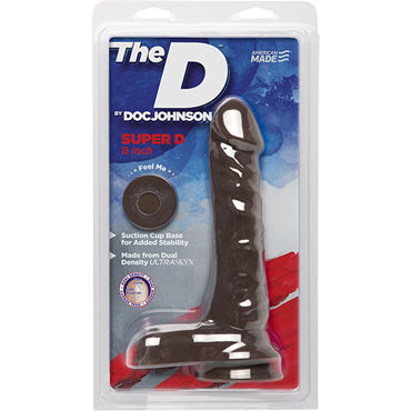Doc Johnson The D Super D 8, темно-коричневый, Реалистичный фаллоимитатор с мошонкой