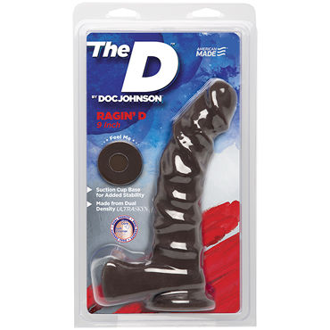 Doc Johnson The D Ragin' D 9, темно-коричневый, Реалистичный фаллоимитатор с мошонкой