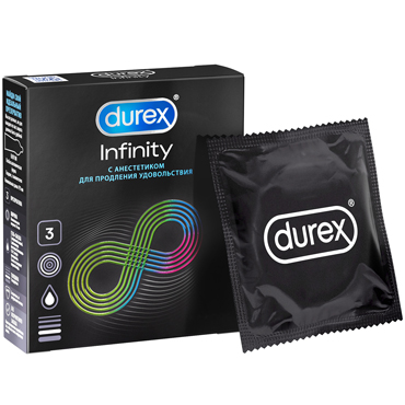 Durex Infinity, 3 шт, Презервативы с анестетиком для продления удовольствия