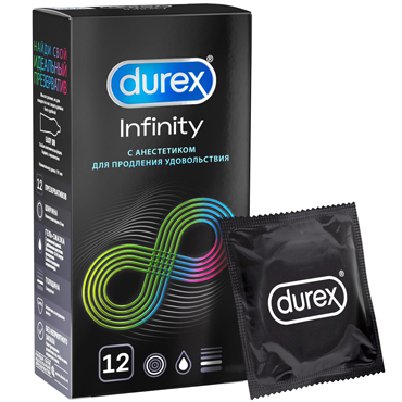 Durex Infinity, 12 шт, Презервативы с анестетиком для продления удовольствия