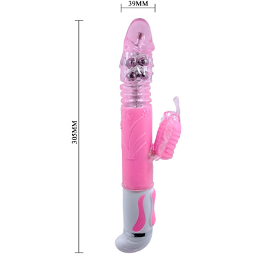 Baile Fascination, розовый - Вибратор-ротатор с поступательными движениями и клиторальным стимулятором - купить в секс шопе