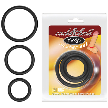 Baile Cock & Ball Rings Rubber Set, черный — фото 1