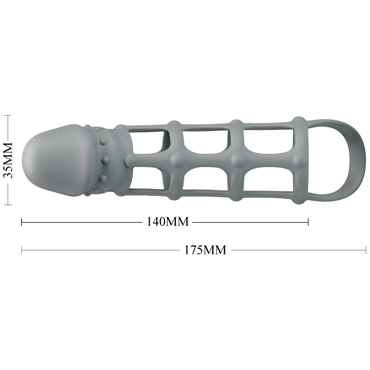 Baile Silicone Penis Sleeve with Ballstrap, серая — фото 3