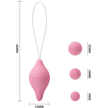 Baile Sexual Exercise, розовый - Стимулятор для тренировок Кегеля c 3-мя сменными шариками - купить в секс шопе
