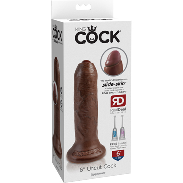 Pipedream King Cock Uncut Cock 15см, коричневый — фото 1