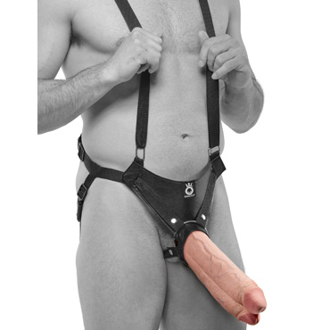 Pipedream King Cock Two Cocks One Hole Hollow Strap-On Suspender System, телесный - фото, отзывы