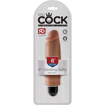 Pipedream King Cock Vibrating Stiffy 15см, бежевый — фото 1