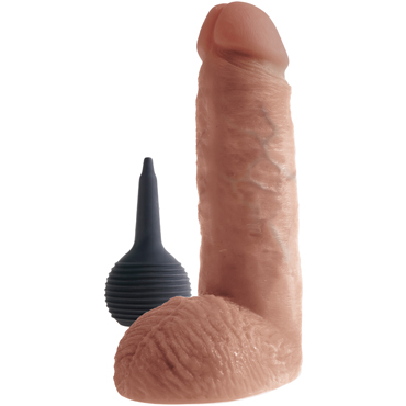Pipedream King Cock Squirting Cock with Balls 20см, бежевый - Реалистичный фаллоимитатор с эффектом семяизвержения - купить в секс шопе