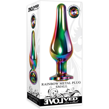 Evolved Rainbow Metal Plug Small, разноцветная, Металлическая анальная пробка с кристаллом малая и другие товары Evolved с фото