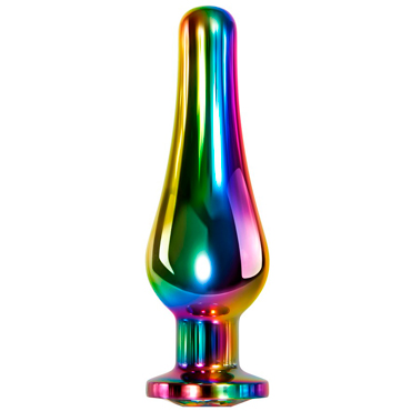 Evolved Rainbow Metal Plug Medium, разноцветная, Металлическая анальная пробка с кристаллом средняя