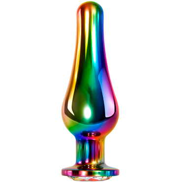 Evolved Rainbow Metal Plug Large, разноцветная, Металлическая анальная пробка с кристаллом большая