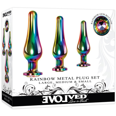 Новинка раздела Секс игрушки - Evolved Rainbow Metal Plug Set, разноцветный