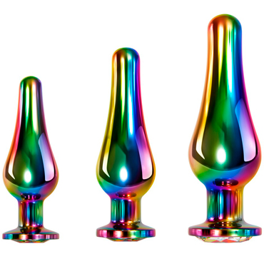 Evolved Rainbow Metal Plug Set, разноцветный, Набор металлических анальных пробок с кристаллами
