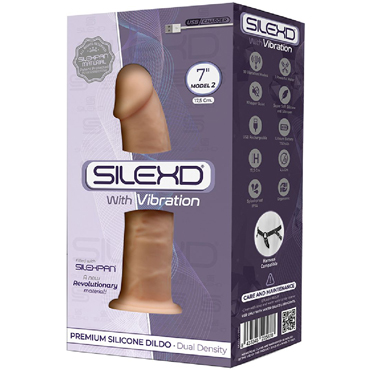 Adrien Lastic SileXD 7" Vibe Dildo Model 2, телесный, Фаллоимитатор на присоске с вибрацией