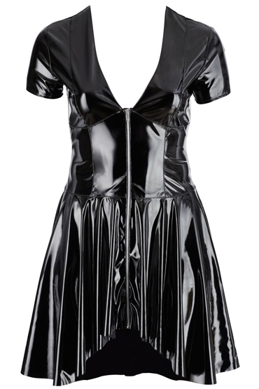 Orion Black Level Глянцевое платье на молнии, черное - С глубоким декольте - купить в секс шопе