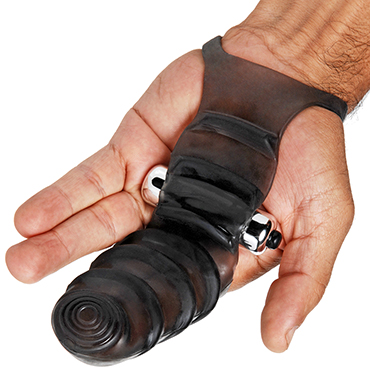 XR Brands Bang Bang G-Spot Vibrating Finger Glove, черная - Насадка на пальцы для стимуляции зоны-G - купить в секс шопе