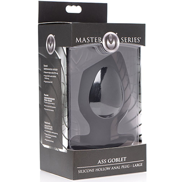 XR Brands Master Series Ass Goblet Silicone Hollow Anal Plug Large, черная, Анальная пробка с отверстием, большая
