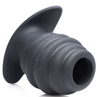 Новинка раздела Секс игрушки - XR Brands Master Series Hive Ass Tunnel Silicone Ribbed Hollow Anal Plug Medium, черная