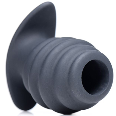 Новинка раздела Секс игрушки - XR Brands Master Series Hive Ass Tunnel Silicone Ribbed Hollow Anal Plug Small, черная