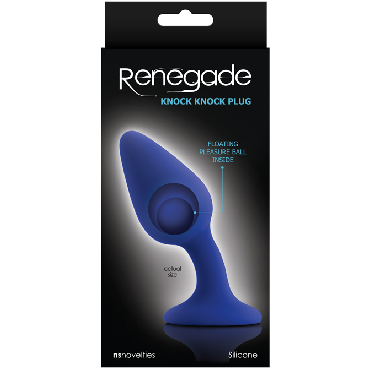 NSnovelties Renegade Knock Knock Plug, синяя, Анальная пробка со смещенным центром тяжести