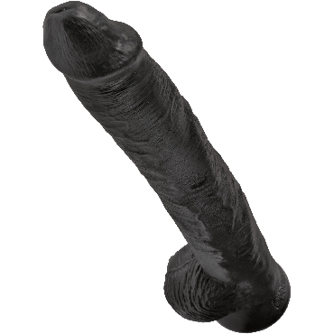 Pipedream King Cock Cock with Balls 36 см, черный - Фаллоимитатор-гигант на присоске - купить в секс шопе