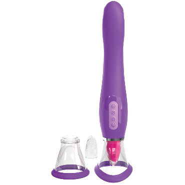 Pipedream Fantasy For Her Her Ultimate Pleasure, фиолетовый - Вибростимулятор с помпой и язычком - купить в секс шопе