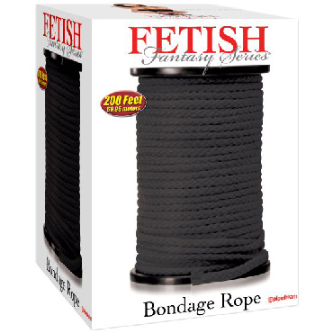 Pipedream Fetish Fantasy Series Bondage Rope, черная, Веревка для фиксации в катушке