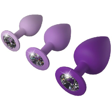 Pipedream Fantasy For Her Her Little Gems Trainer Set, фиолетовый - Набор анальных пробок со стразами - купить в секс шопе