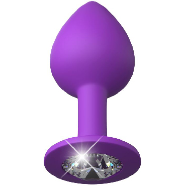 Pipedream Fantasy For Her Her Little Gem Medium Plug, фиолетовая - Анальная пробка со стразом средняя - купить в секс шопе