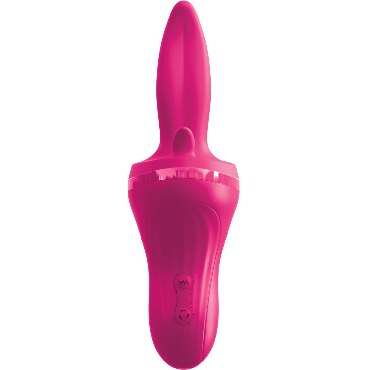 Pipedream 3Some Holey Trinity, розовый - Вибромассажер с подвижными язычками для тройного удовольствия - купить в секс шопе