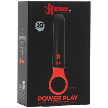 Doc Johnson Kink Power Play with Silicone Grip Ring, черній, Компактный вибратор с мощной вибраций