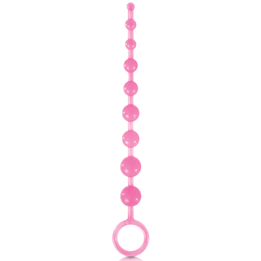 NS Novelties Firefly Pleasure Beads, розовая, Длинная анальная цепочка, светящаяся в темноте