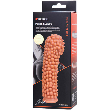 Kokos Penis Sleeve PS.005 L, телесная - Насадка на фаллос с крупными пузырьками - купить в секс шопе