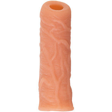 Kokos Nude Sleeve NS.001 M, телесная - Насадка реалистик с подхватом мошонки на фаллос и открытой головкой - купить в секс шопе