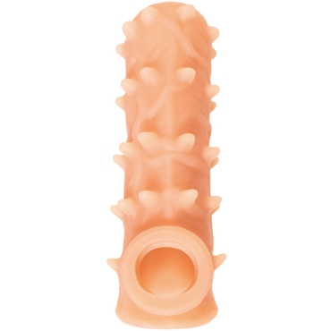 Kokos Nude Sleeve NS.006 S, телесная - Насадка реалистик с шипами, с подхватом мошонки и открытой головкой - купить в секс шопе