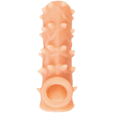 Kokos Nude Sleeve NS.006 M, телесная - Насадка реалистик с шипами, с подхватом мошонки и открытой головкой - купить в секс шопе