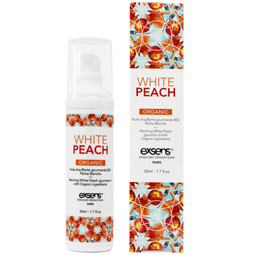 Exsens Organic White Peach, 50 мл, Съедобное разогревающее массажное масло с органическими ингредиентами