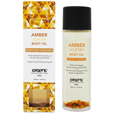 Exsens Massage Oil Amber Jojoba, 100 мл, Массажное масло с органическими ингредиентами и камнями