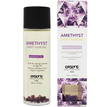 Exsens Massage Oil Amethyst Sweet Almond, 100 мл, Массажное масло с органическими ингредиентами и камнями